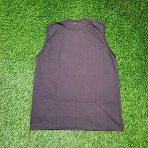 Vintage 90s Mock Neck Sleeveless Tee Womens Small Minimalist Grunge Blank Plain